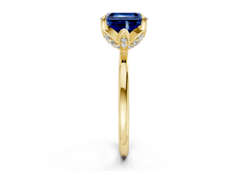 Skye Sapphire Gemstone Solitaire Asscher Cut 1.8mm Engagement Ring - Ring Premier