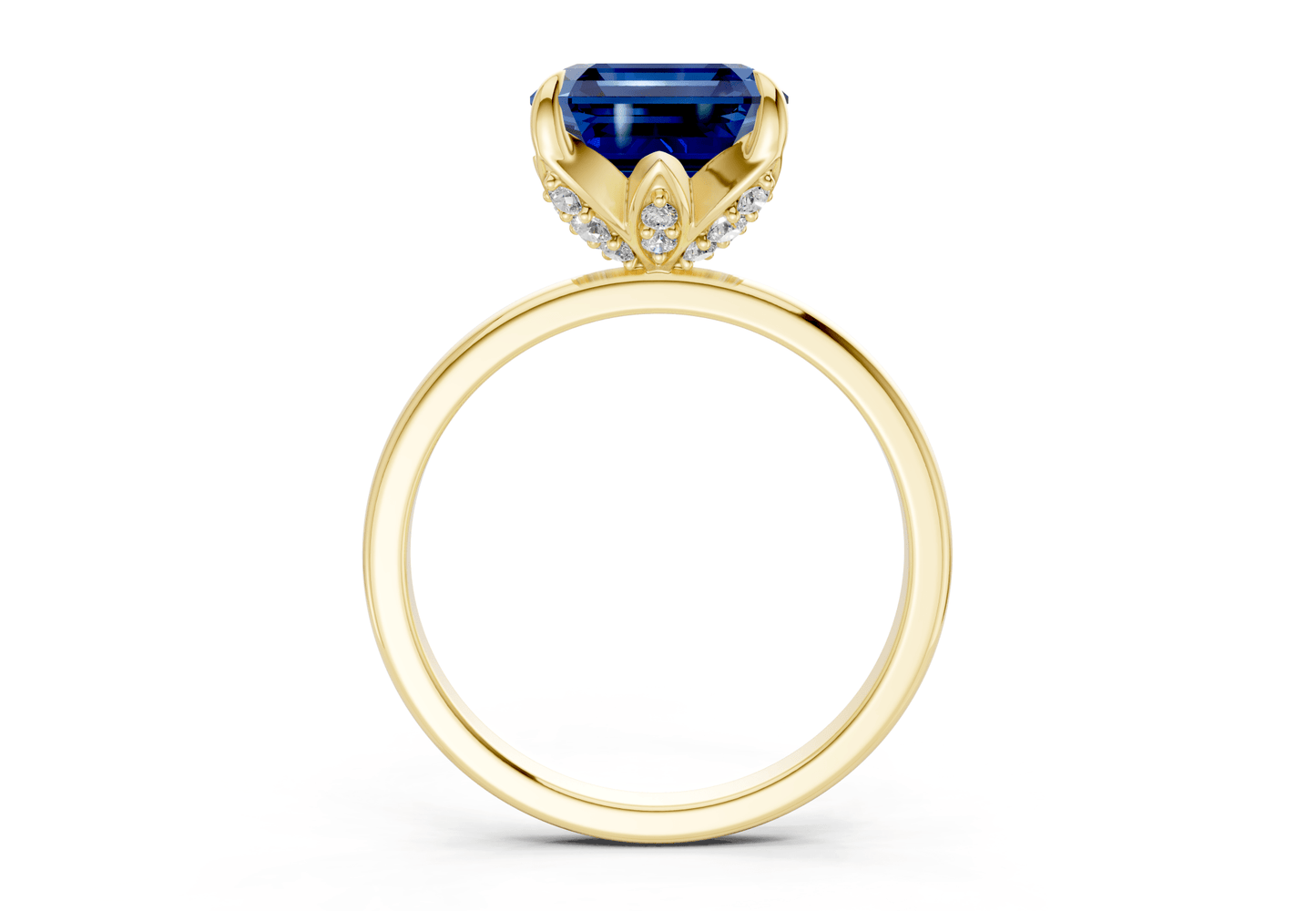 Skye Sapphire Gemstone Solitaire Asscher Cut 1.8mm Engagement Ring - Ring Premier