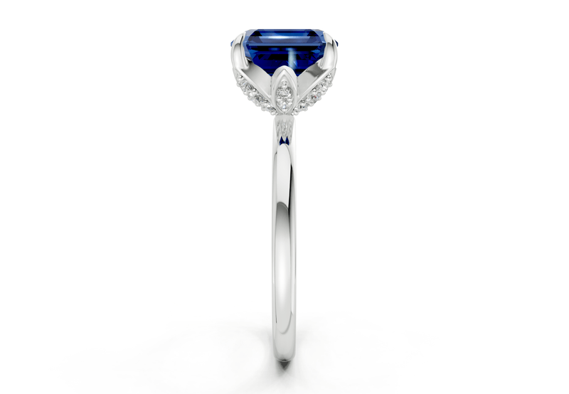 Skye Sapphire Gemstone Solitaire Asscher Cut 1.8mm Engagement Ring - Ring Premier