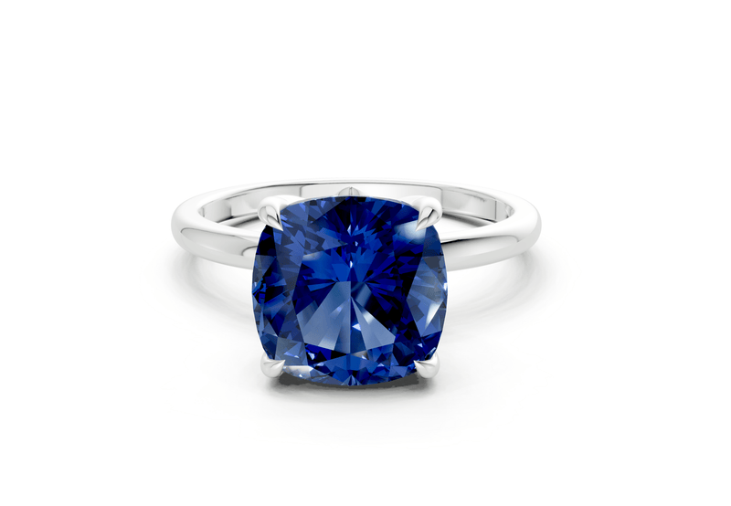 Skye Sapphire Gemstone Solitaire Cushion Squareuare Cut 1.8mm Engagement Ring - Ring Premier