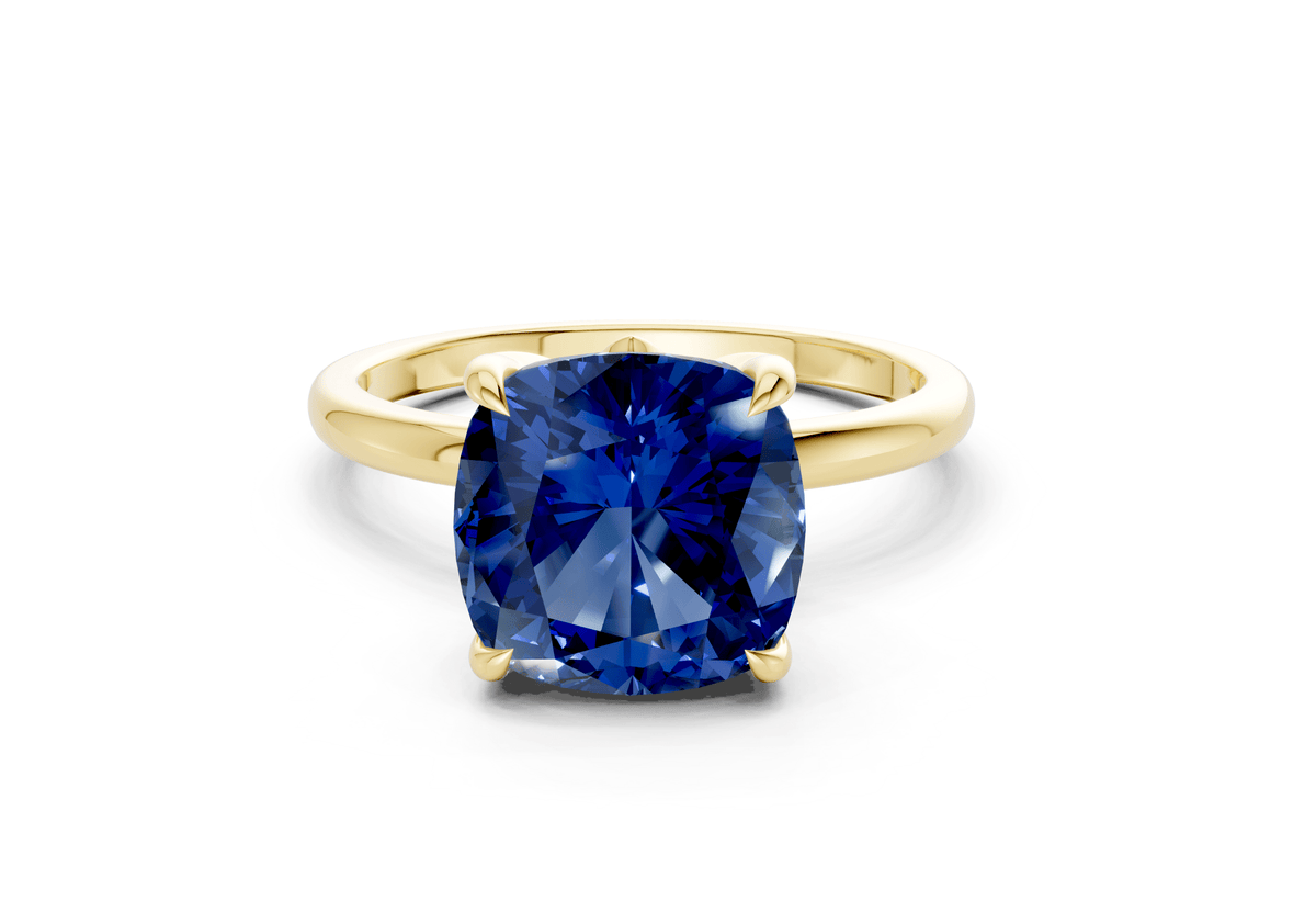 Skye Sapphire Gemstone Solitaire Cushion Squareuare Cut 1.8mm Engagement Ring