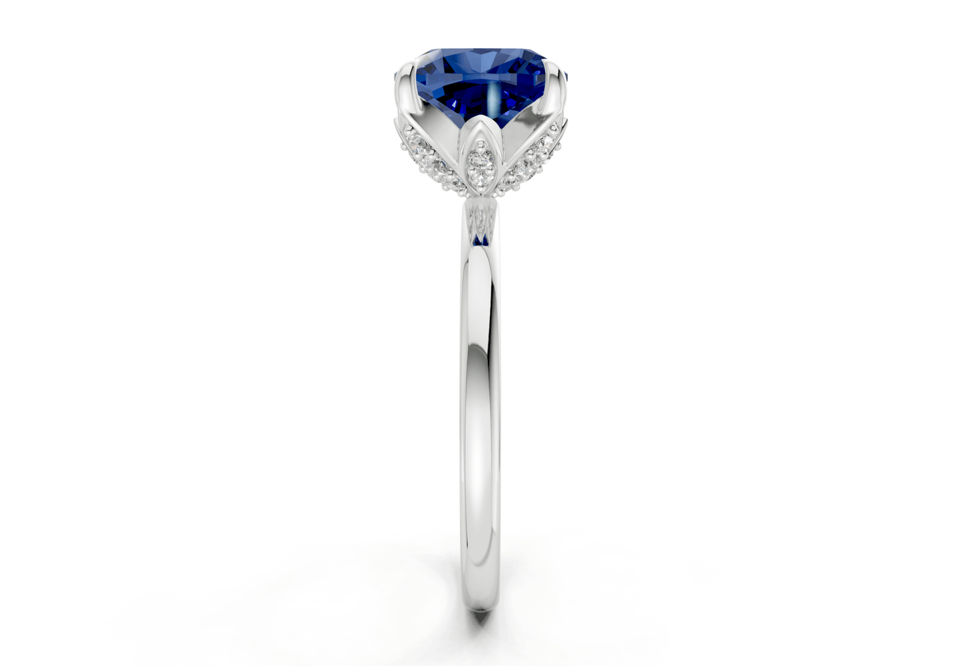 Skye Sapphire Gemstone Solitaire Cushion Squareuare Cut 1.8mm Engagement Ring