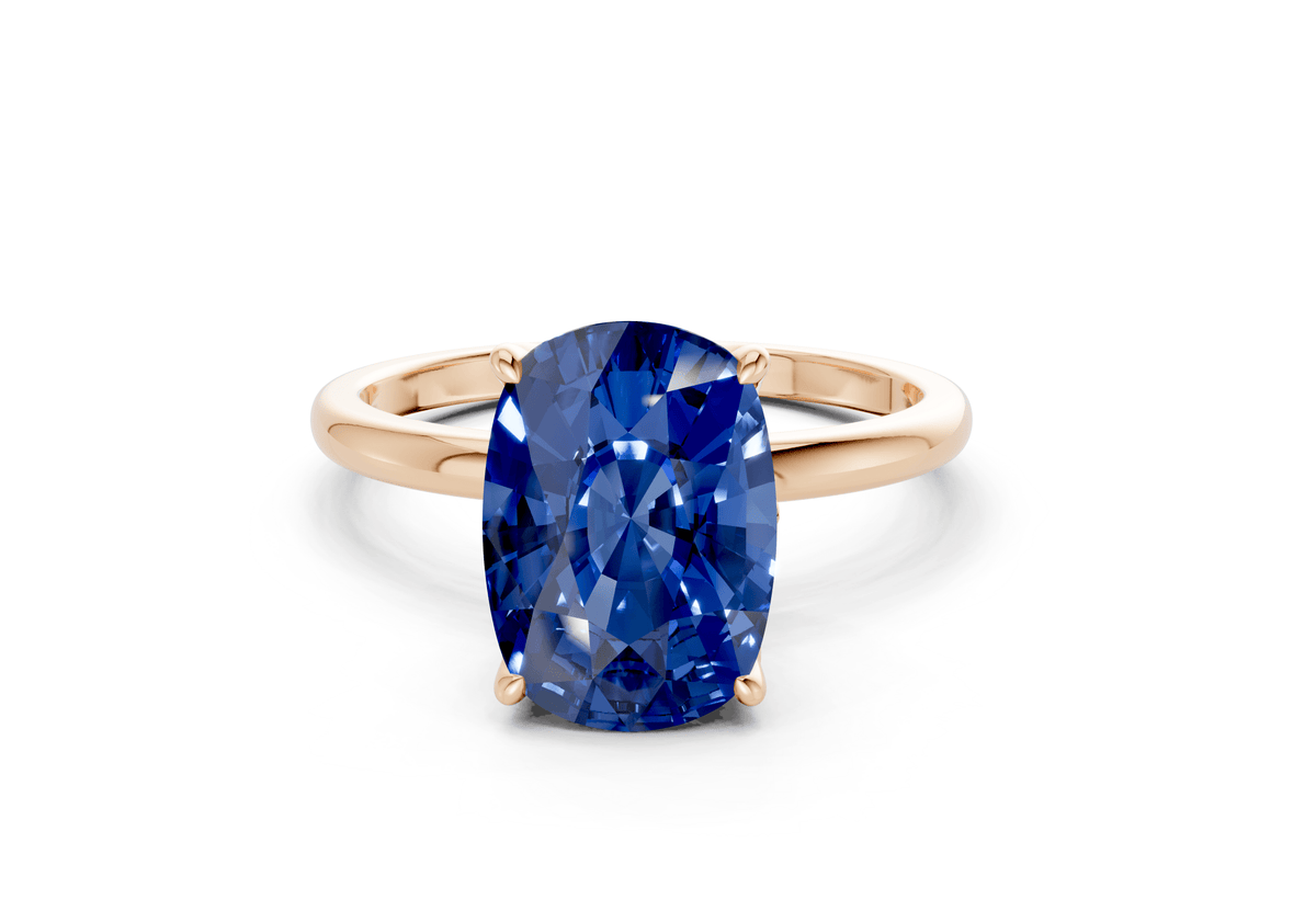 Skye Sapphire Gemstone Solitaire Elongated Cushion Cut 1.8mm Engagement Ring