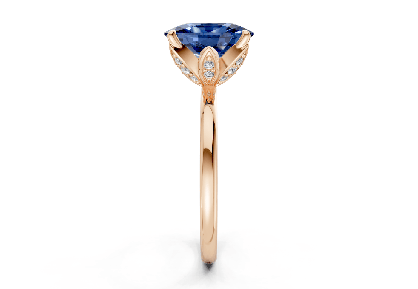 Skye Sapphire Gemstone Solitaire Elongated Cushion Cut 1.8mm Engagement Ring