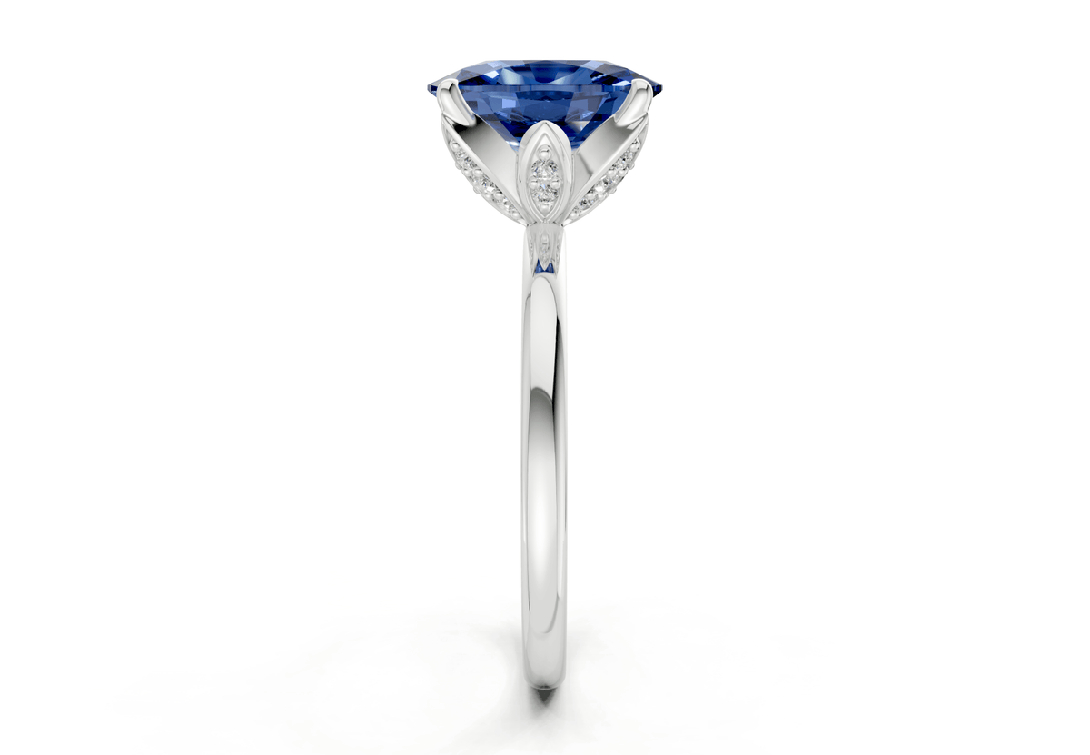 Skye Sapphire Gemstone Solitaire Elongated Cushion Cut 1.8mm Engagement Ring