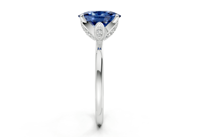Skye Sapphire Gemstone Solitaire Elongated Cushion Cut 1.8mm Engagement Ring - Ring Premier