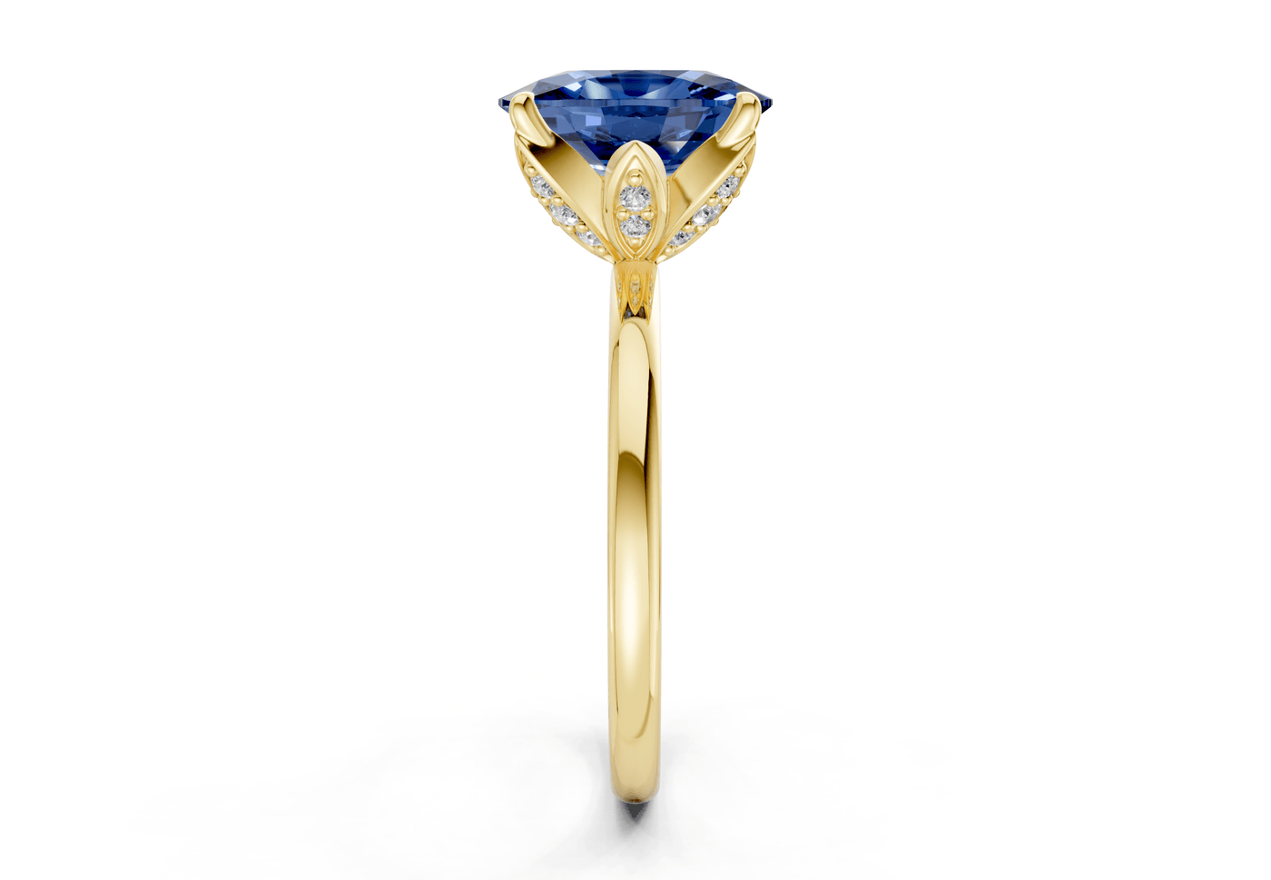 Skye Sapphire Gemstone Solitaire Elongated Cushion Cut 1.8mm Engagement Ring