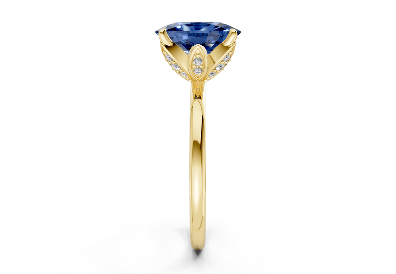 Skye Sapphire Gemstone Solitaire Elongated Cushion Cut 1.8mm Engagement Ring - Ring Premier