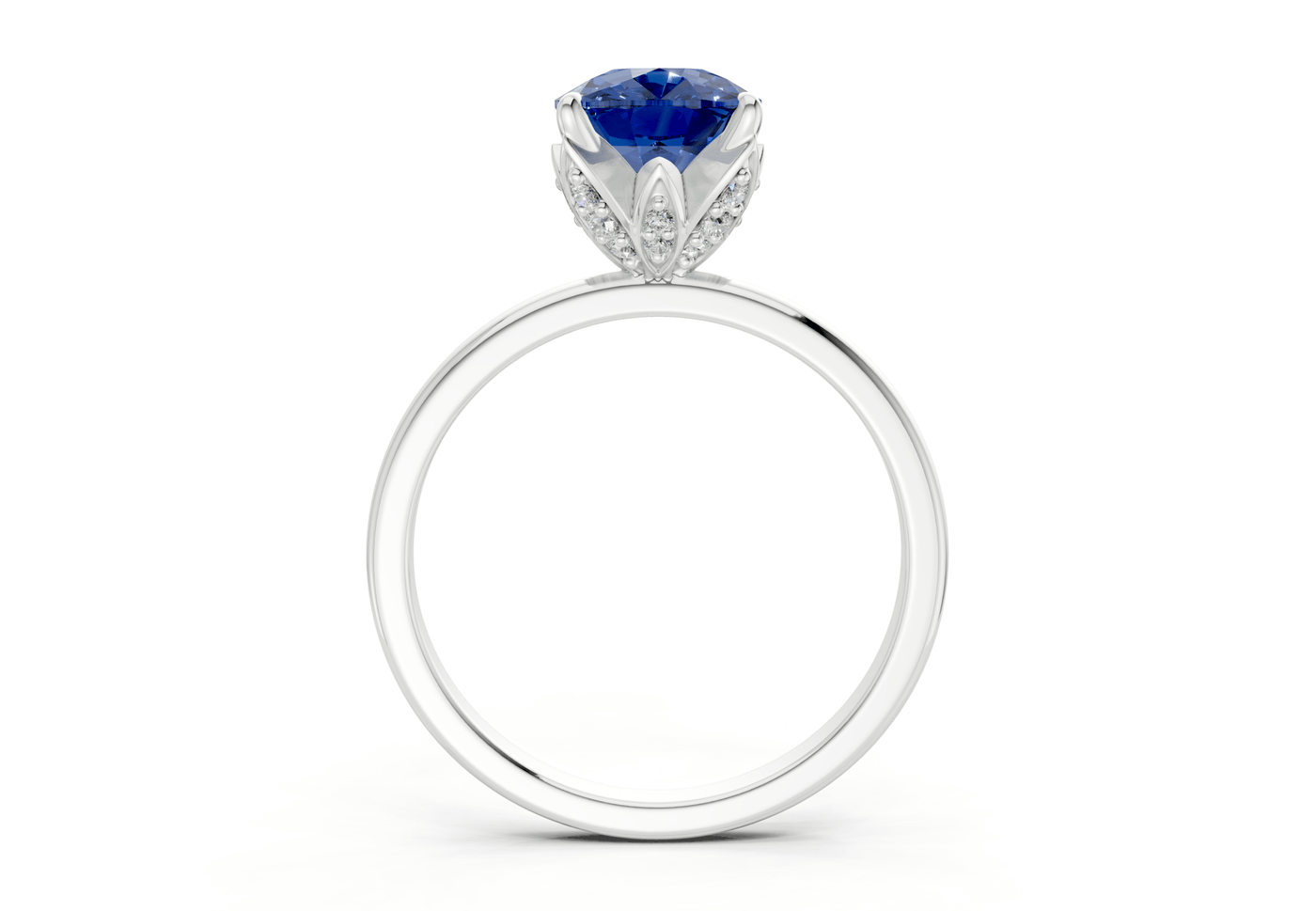 Skye Sapphire Gemstone Solitaire Elongated Cushion Cut 1.8mm Engagement Ring