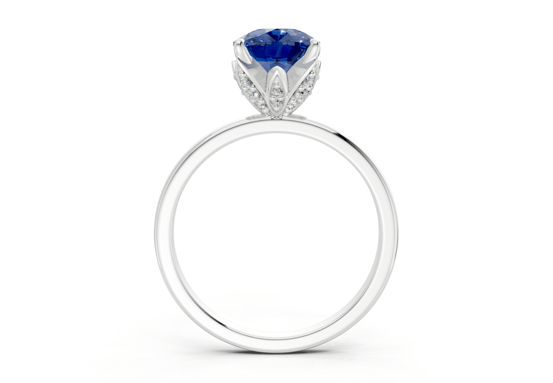 Skye Sapphire Gemstone Solitaire Elongated Cushion Cut 1.8mm Engagement Ring - Ring Premier