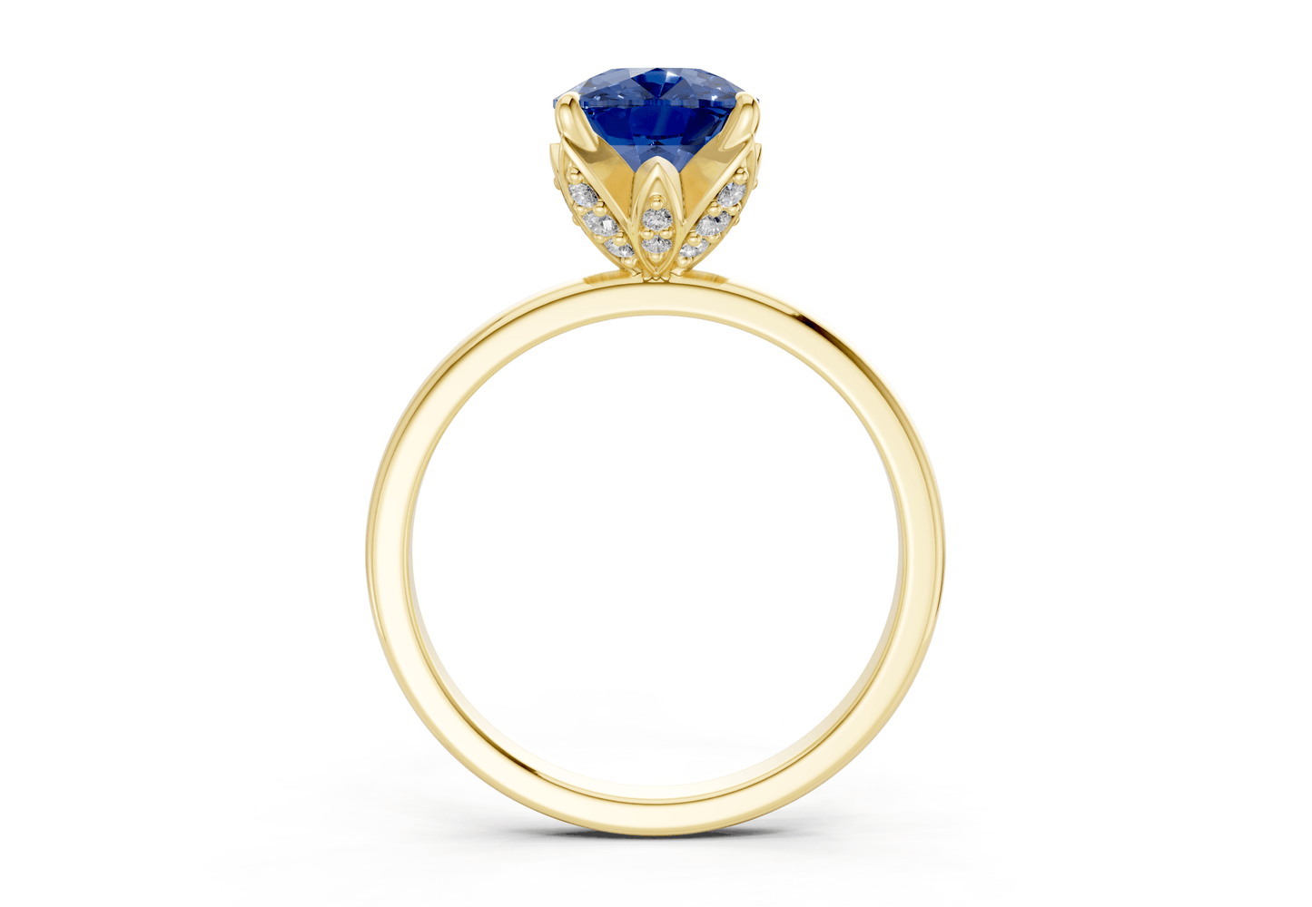 Skye Sapphire Gemstone Solitaire Elongated Cushion Cut 1.8mm Engagement Ring - Ring Premier