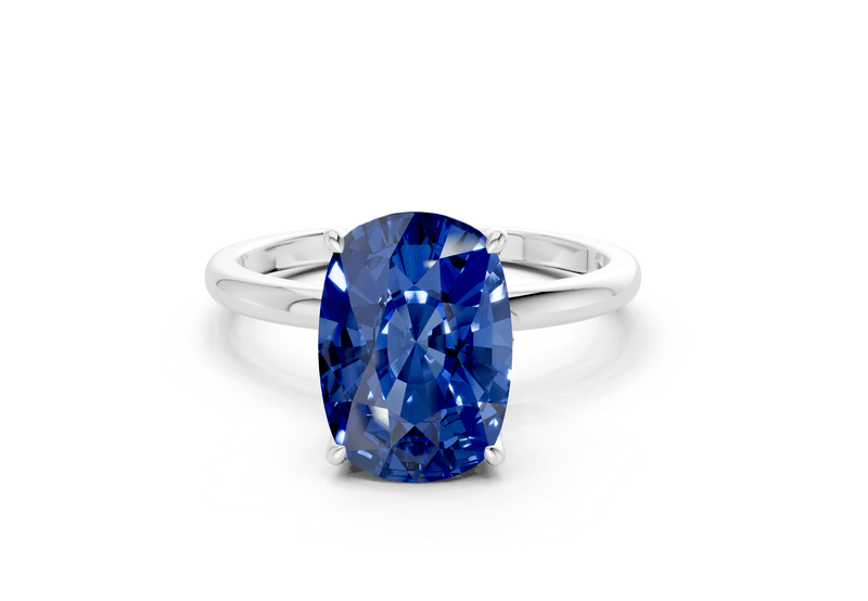 Skye Sapphire Gemstone Solitaire Elongated Cushion Cut 1.8mm Engagement Ring - Ring Premier