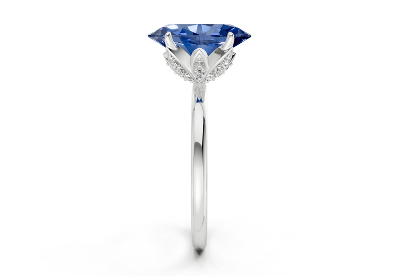 Skye Sapphire Gemstone Solitaire Oval Cut 1.8mm Engagement Ring - Ring Premier