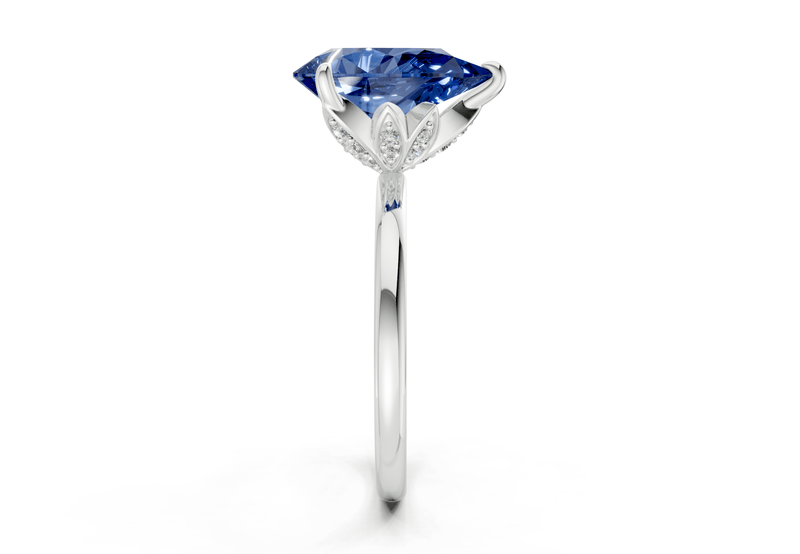 Skye Sapphire Gemstone Solitaire Pear Cut 1.8mm Engagement Ring - Ring Premier