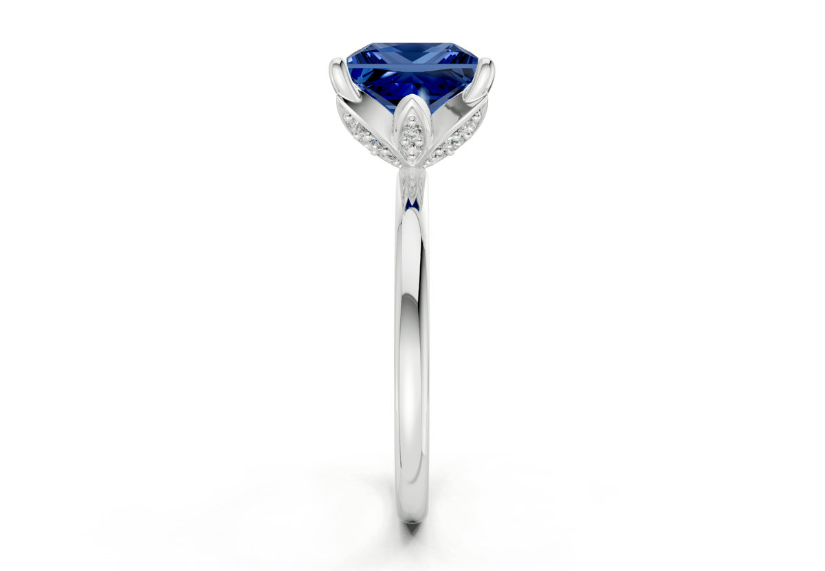 Skye Sapphire Gemstone Solitaire Princess Cut 1.8mm Engagement Ring