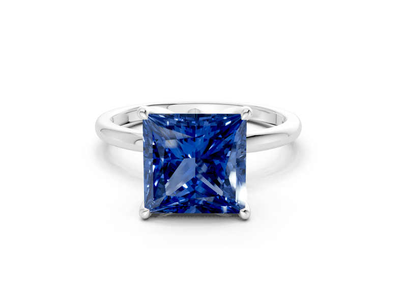 Skye Sapphire Gemstone Solitaire Princess Cut 1.8mm Engagement Ring - Ring Premier