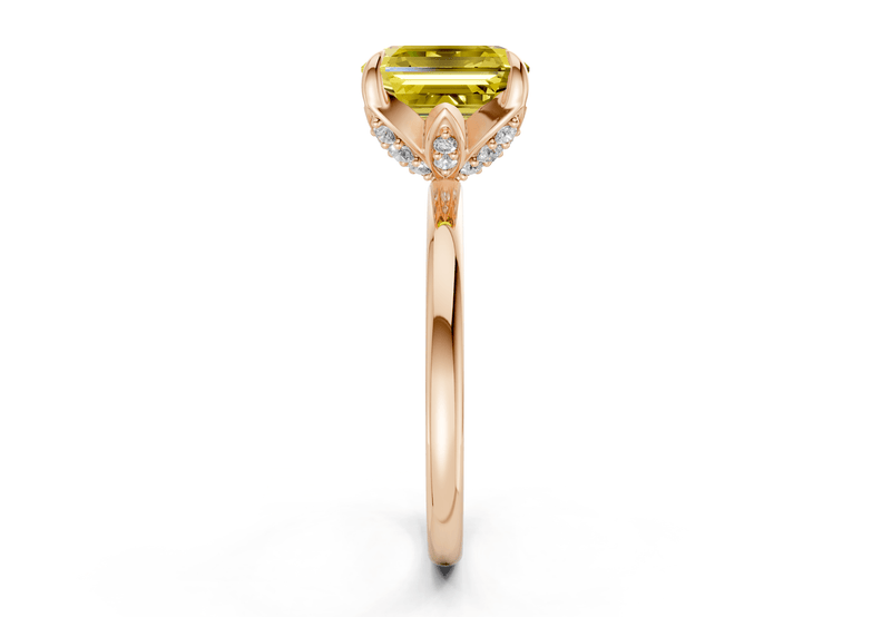 Skye Yellow Diamond Solitaire Asscher Cut 1.8mm Engagement Ring - Ring Premier