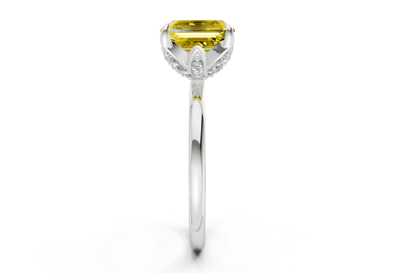 Skye Yellow Diamond Solitaire Asscher Cut 1.8mm Engagement Ring - Ring Premier
