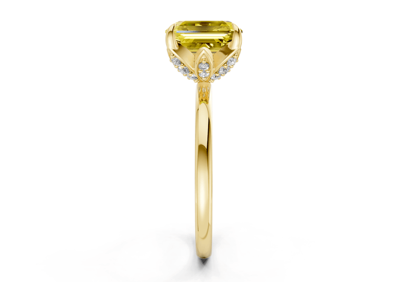 Skye Yellow Diamond Solitaire Asscher Cut 1.8mm Engagement Ring - Ring Premier