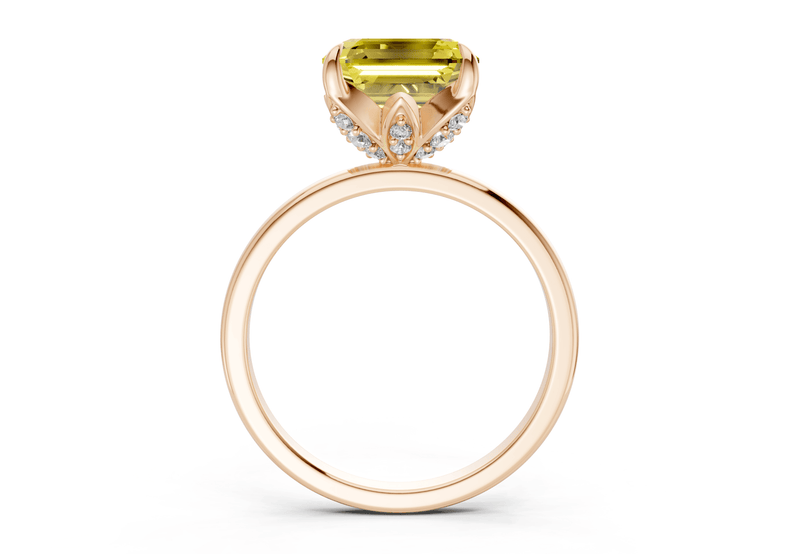 Skye Yellow Diamond Solitaire Asscher Cut 1.8mm Engagement Ring - Ring Premier