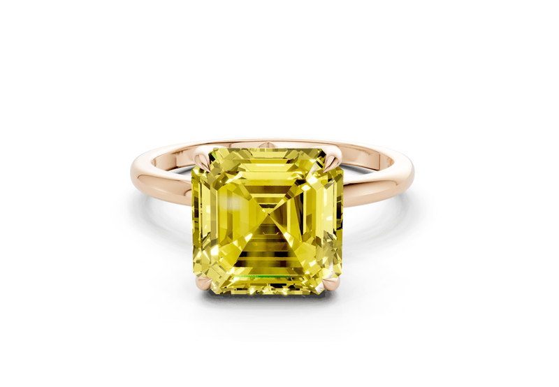 Skye Yellow Diamond Solitaire Asscher Cut 1.8mm Engagement Ring - Ring Premier