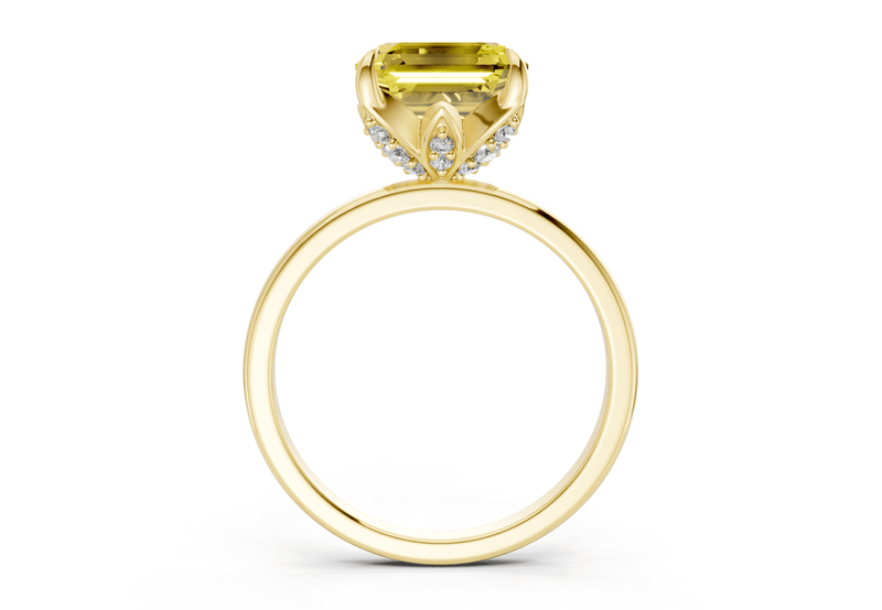 Skye Yellow Diamond Solitaire Asscher Cut 1.8mm Engagement Ring