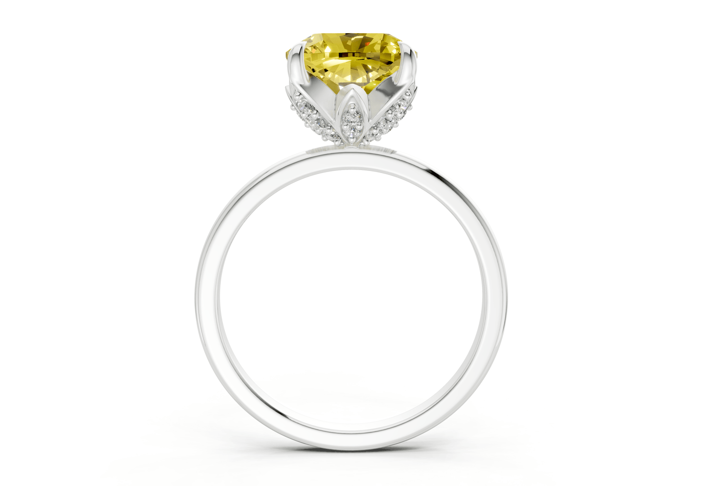 Skye Yellow Diamond Solitaire Cushion Squareuare Cut 1.8mm Engagement Ring