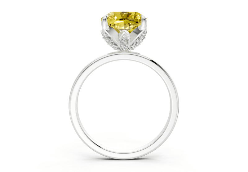 Skye Yellow Diamond Solitaire Cushion Squareuare Cut 1.8mm Engagement Ring - Ring Premier