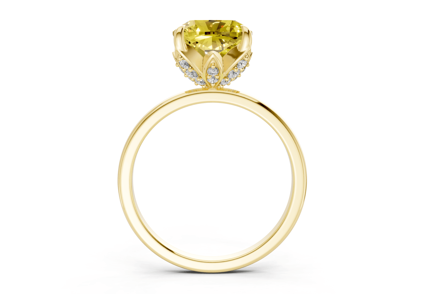 Skye Yellow Diamond Solitaire Cushion Squareuare Cut 1.8mm Engagement Ring