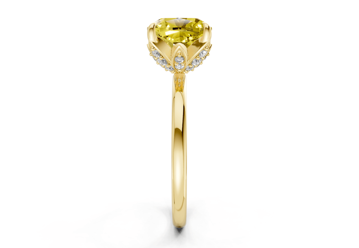 Skye Yellow Diamond Solitaire Cushion Squareuare Cut 1.8mm Engagement Ring