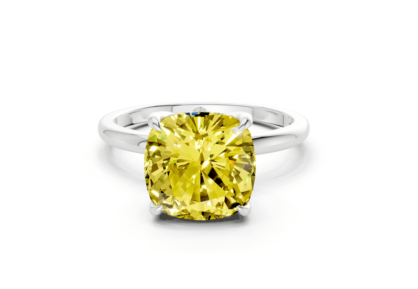 Skye Yellow Diamond Solitaire Cushion Squareuare Cut 1.8mm Engagement Ring
