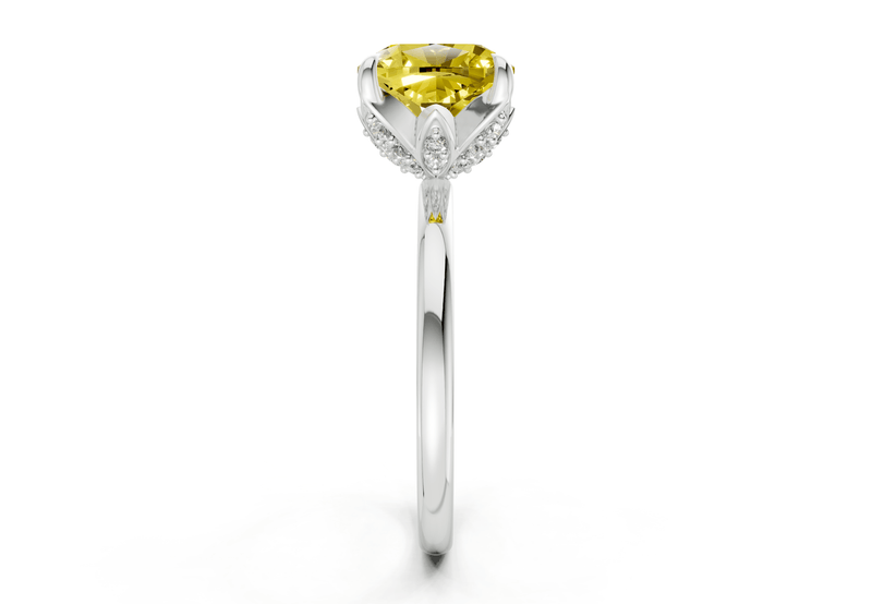 Skye Yellow Diamond Solitaire Cushion Squareuare Cut 1.8mm Engagement Ring - Ring Premier