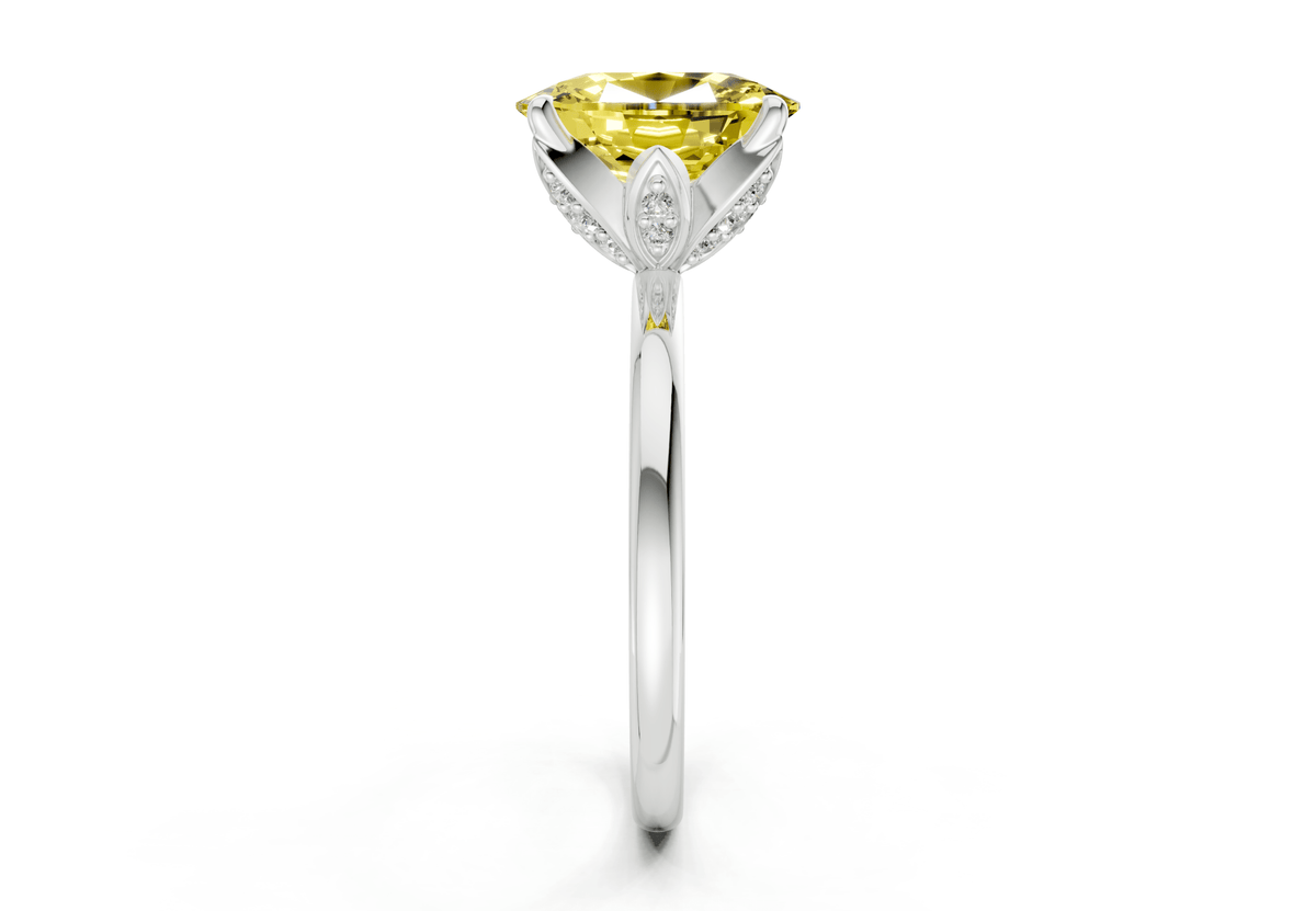 Skye Yellow Diamond Solitaire Elongated Cushion Cut 1.8mm Engagement Ring