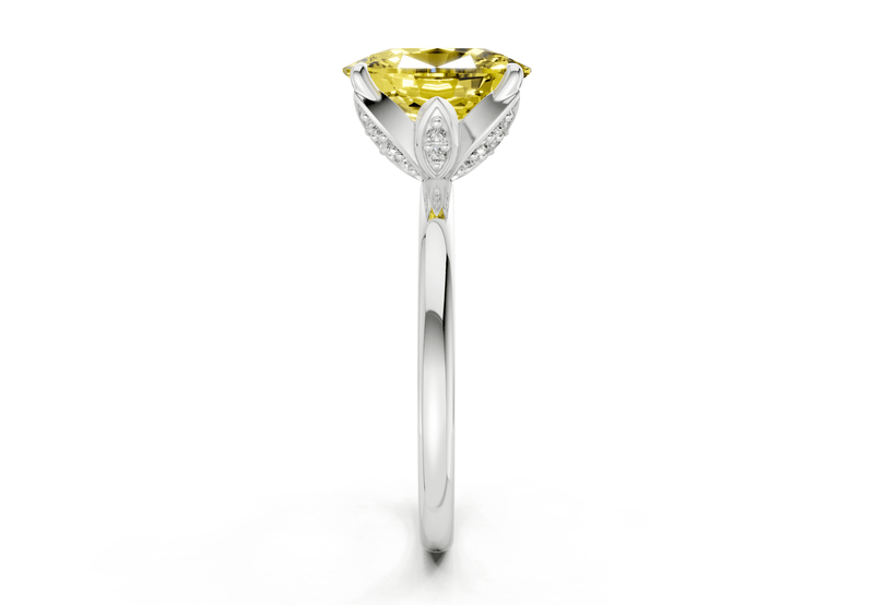 Skye Yellow Diamond Solitaire Elongated Cushion Cut 1.8mm Engagement Ring - Ring Premier
