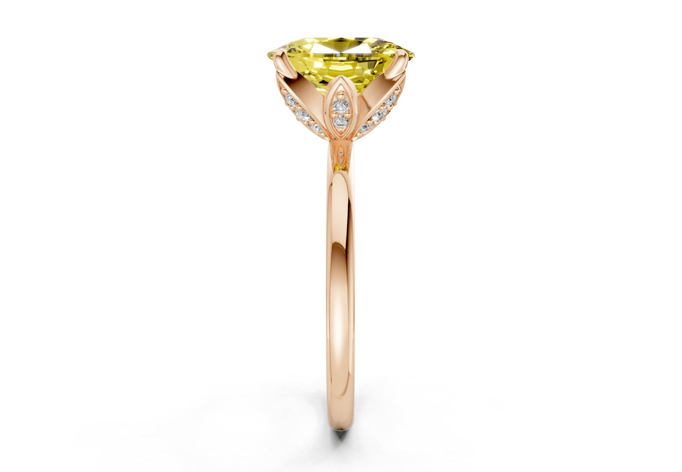 Skye Yellow Diamond Solitaire Elongated Cushion Cut 1.8mm Engagement Ring