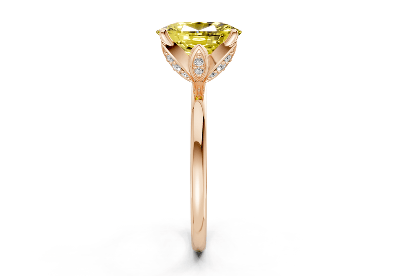 Skye Yellow Diamond Solitaire Elongated Cushion Cut 1.8mm Engagement Ring - Ring Premier