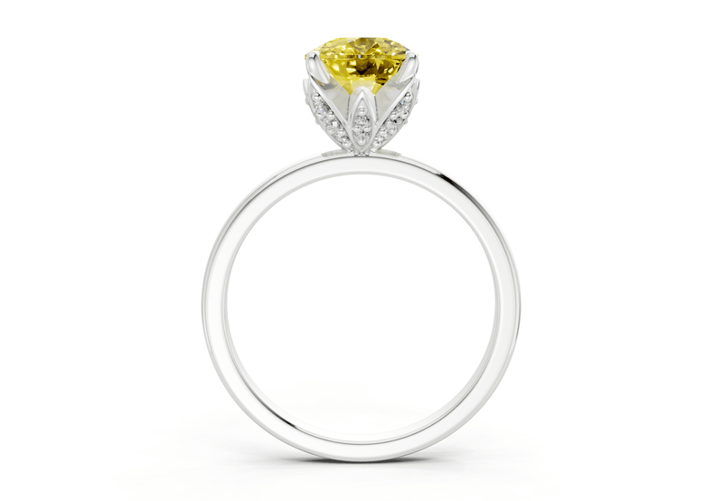 Skye Yellow Diamond Solitaire Elongated Cushion Cut 1.8mm Engagement Ring - Ring Premier