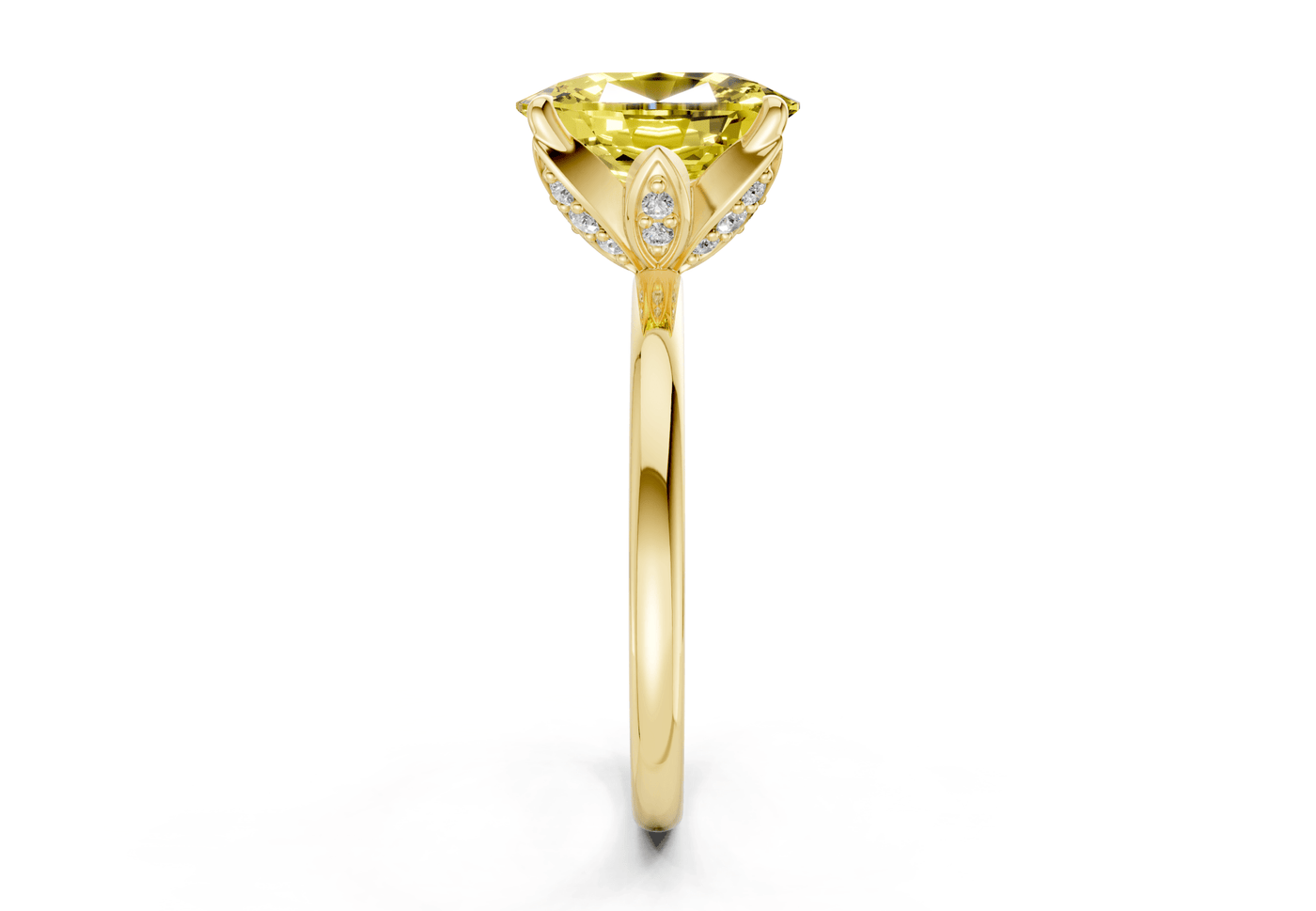 Skye Yellow Diamond Solitaire Elongated Cushion Cut 1.8mm Engagement Ring