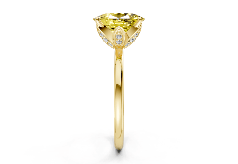 Skye Yellow Diamond Solitaire Elongated Cushion Cut 1.8mm Engagement Ring - Ring Premier