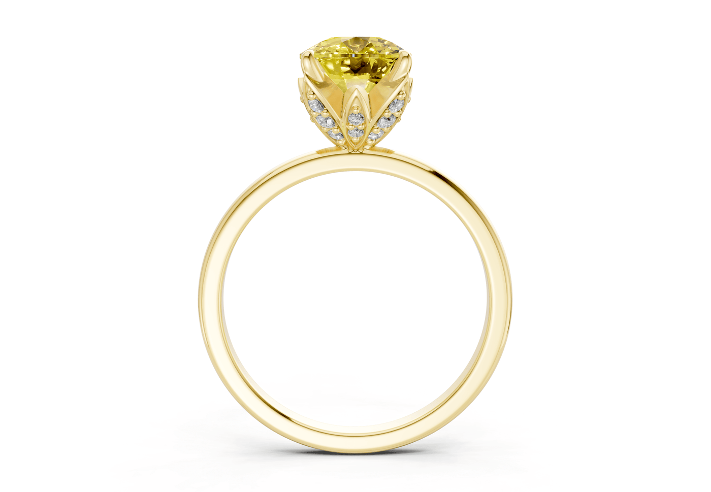 Skye Yellow Diamond Solitaire Elongated Cushion Cut 1.8mm Engagement Ring