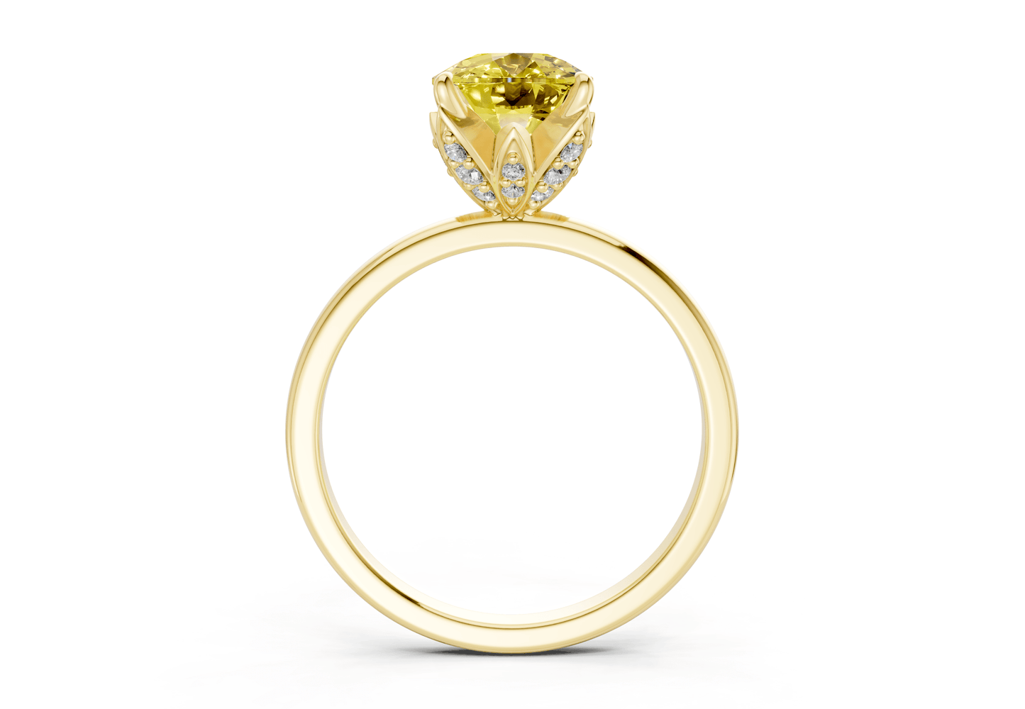 Skye Yellow Diamond Solitaire Elongated Cushion Cut 1.8mm Engagement Ring - Ring Premier