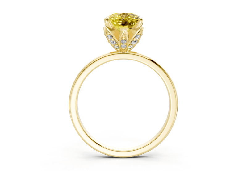 Skye Yellow Diamond Solitaire Elongated Cushion Cut 1.8mm Engagement Ring