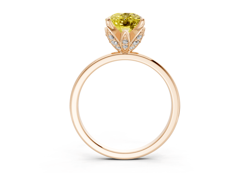 Skye Yellow Diamond Solitaire Elongated Cushion Cut 1.8mm Engagement Ring - Ring Premier