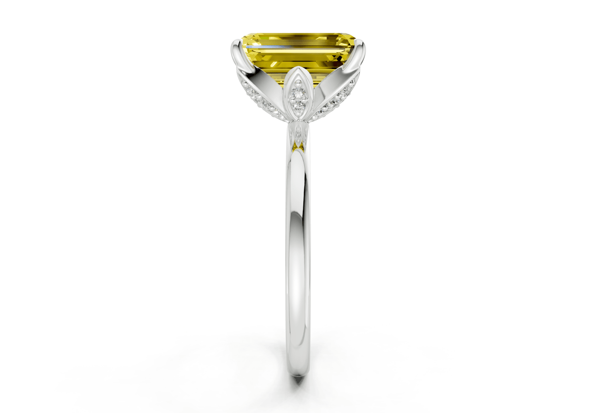 Skye Yellow Diamond Solitaire Emerald Cut 1.8mm Engagement Ring