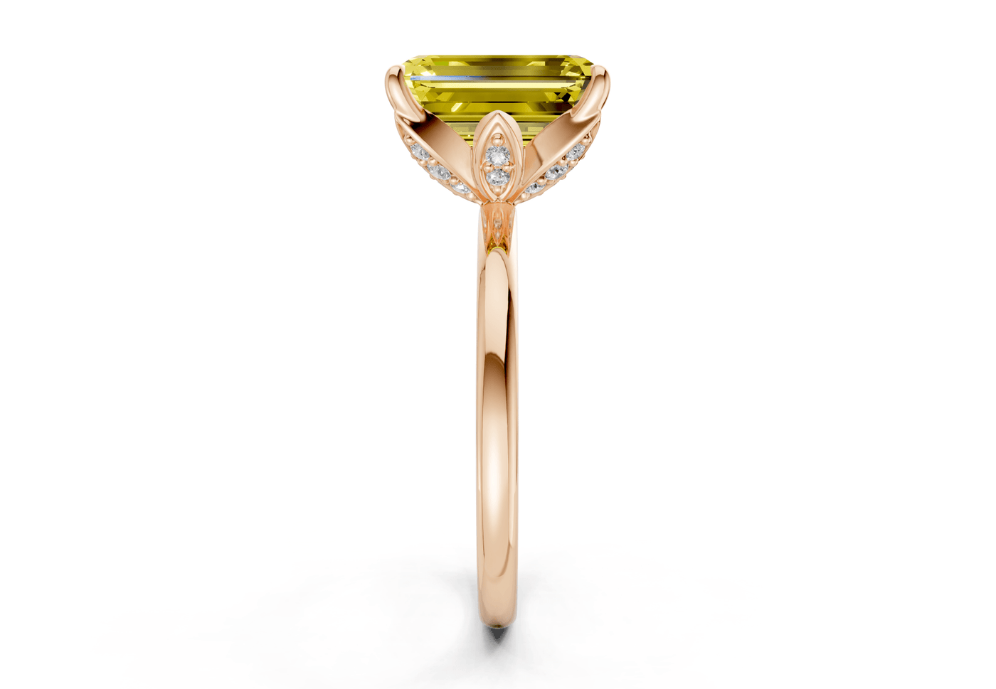 Skye Yellow Diamond Solitaire Emerald Cut 1.8mm Engagement Ring