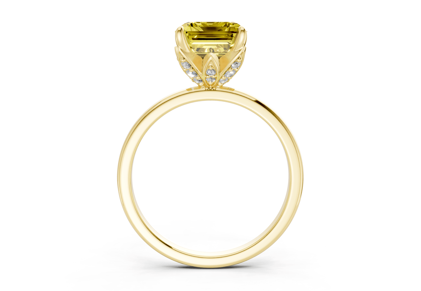 Skye Yellow Diamond Solitaire Emerald Cut 1.8mm Engagement Ring - Ring Premier
