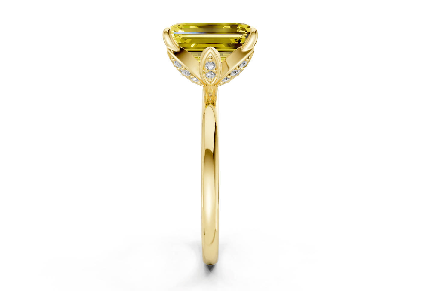 Skye Yellow Diamond Solitaire Emerald Cut 1.8mm Engagement Ring