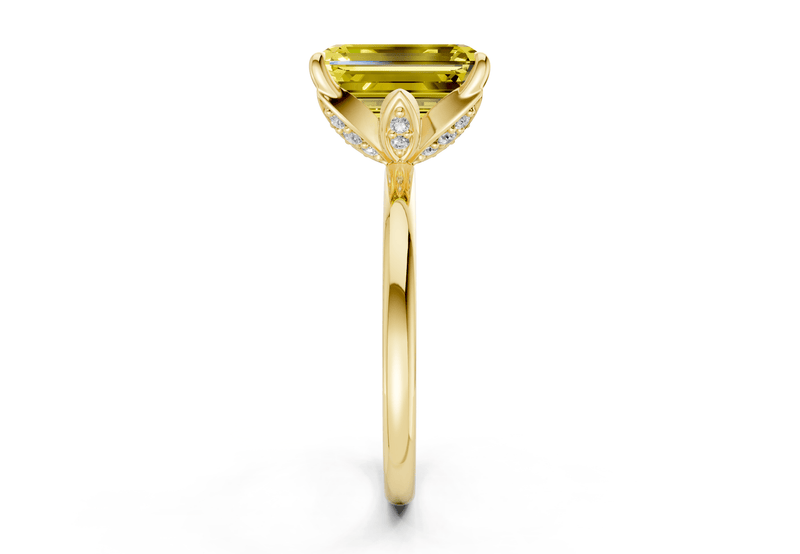 Skye Yellow Diamond Solitaire Emerald Cut 1.8mm Engagement Ring - Ring Premier
