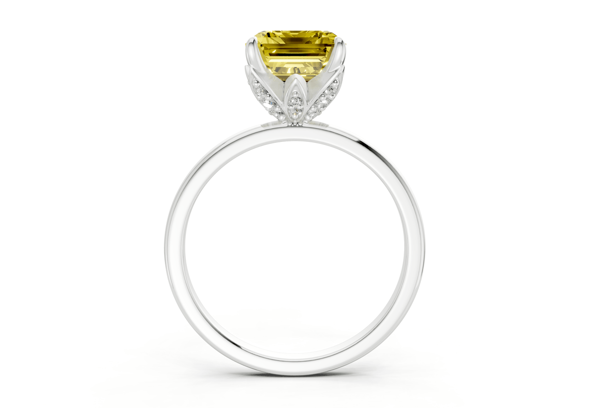 Skye Yellow Diamond Solitaire Emerald Cut 1.8mm Engagement Ring