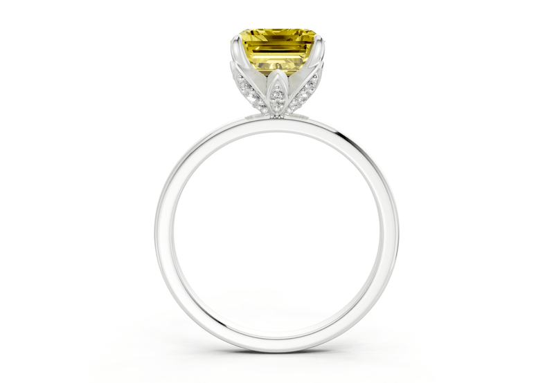 Skye Yellow Diamond Solitaire Emerald Cut 1.8mm Engagement Ring - Ring Premier